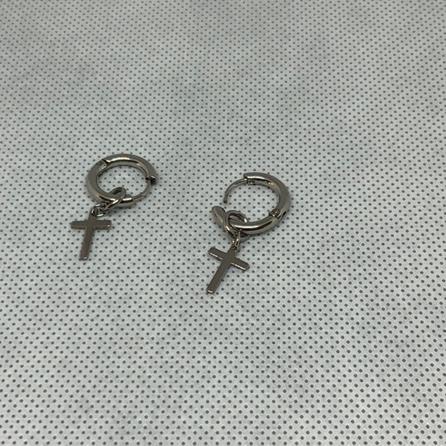 Stainless Steel Little Cross Hoops